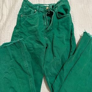 Zara green wide leg jeans